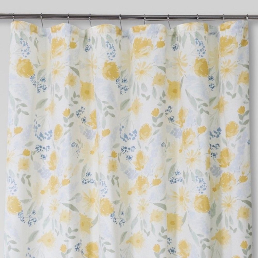 Blue & Yellow Floral Shower Curtain